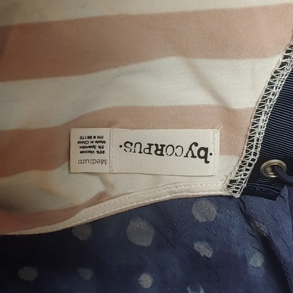 Bycorpus Tan White Striped Lace Up Back - Picture 4 of 4